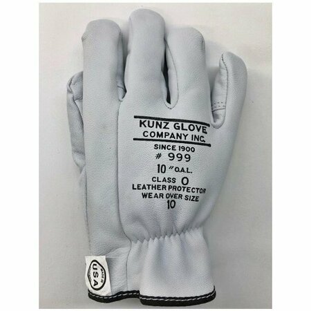 NATIONAL SAFETY APPAREL - KUNZ GLOVE Class 0 Secondary Voltage Leather Glove Protector With Adjustable Pull Strap, , SZ 10.5, 12PK 999S/10.5